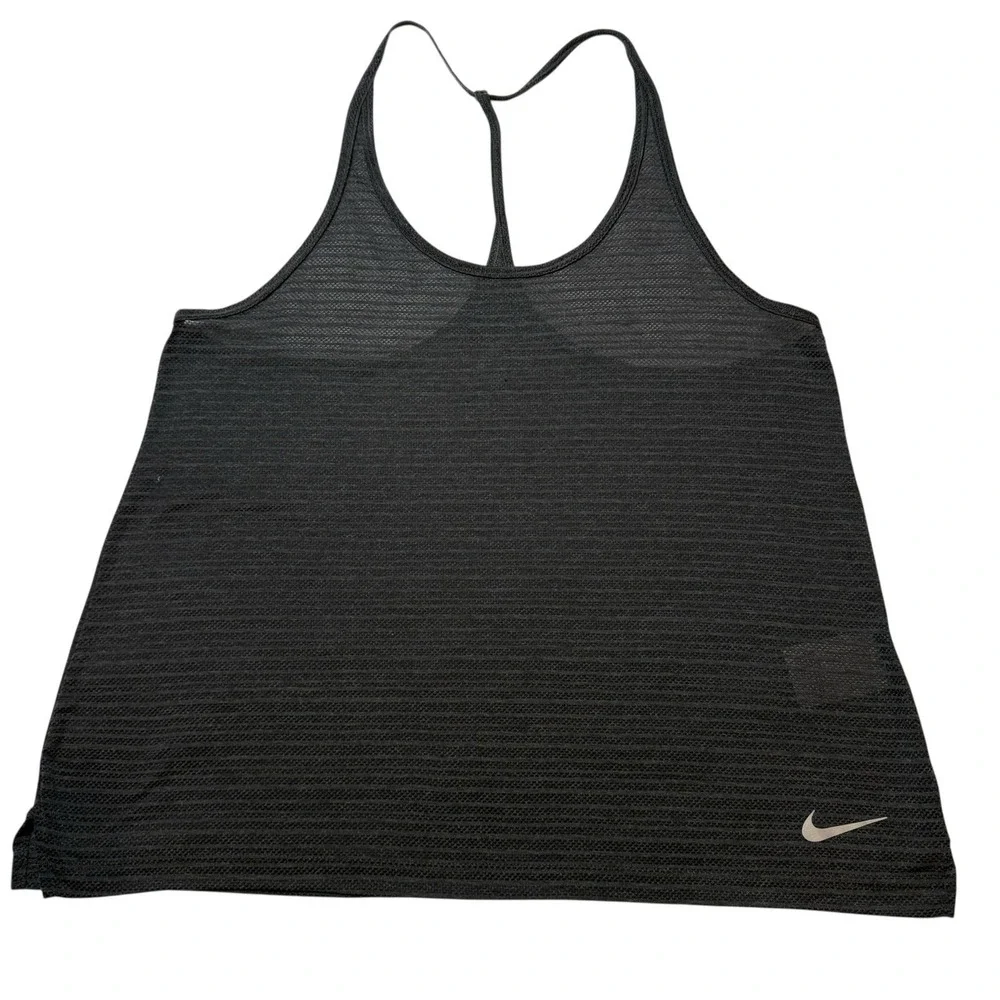 Nike Shirt Women Large Gray‎ Dri Fit Oversized Crop Racerback Tank Top Swoosh